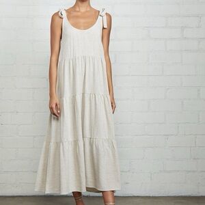 Rachel Pally Adelaide, White Linen Dress, Tie Shoulders, Small